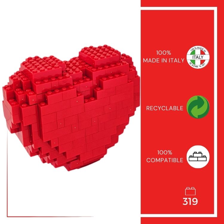 CUORE 3D MATTONCINI ROSSI